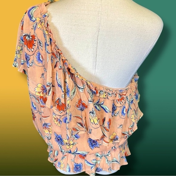 NWT Ramy Brook ‘Aurora’ Poppy Jardin print One-Shoulder Top in Pink “Pojar” Sz L - Picture 10 of 15